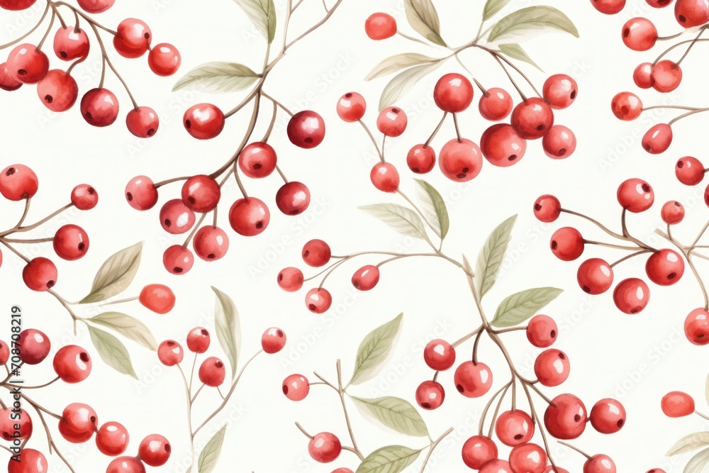 Abstract pattern with red berries. Watercolor style Abstract pattern with red berries. Watercolor style