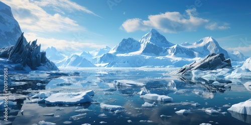 breathtaking view of Antarctica during daylight. The landscape is dominated by pristine ice  