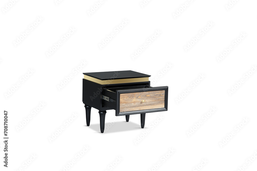 Black and Brown modern wood bedside table isolated on white background Black and Brown modern wood bedside table isolated on white background
