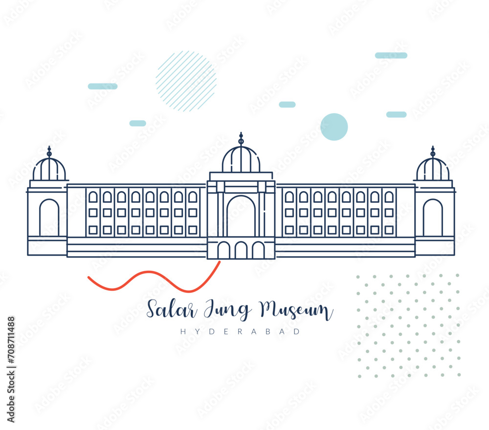 Salar Jung Museum - Hyderabad, Telangana - Stock Illustration