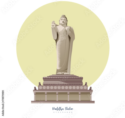 Buddha Statue - Hyderabad, Telangana - Stock Illustration