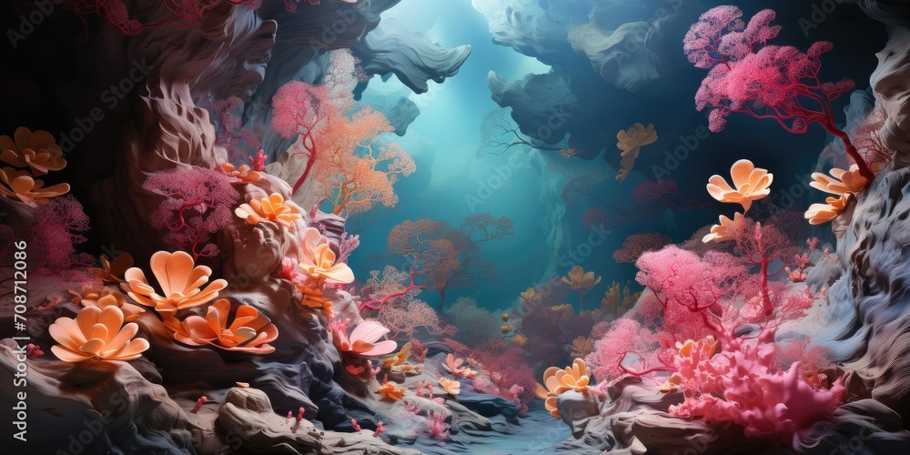 cene where sunlight and coral unite, creating a mesmerizing dance of color