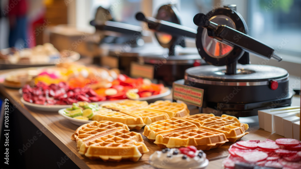Fototapeta premium DIY waffle-making station at an event.