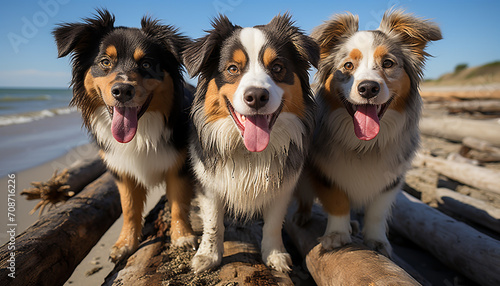 Cute puppy sitting outdoors  looking at camera  playful and smiling generated by AI