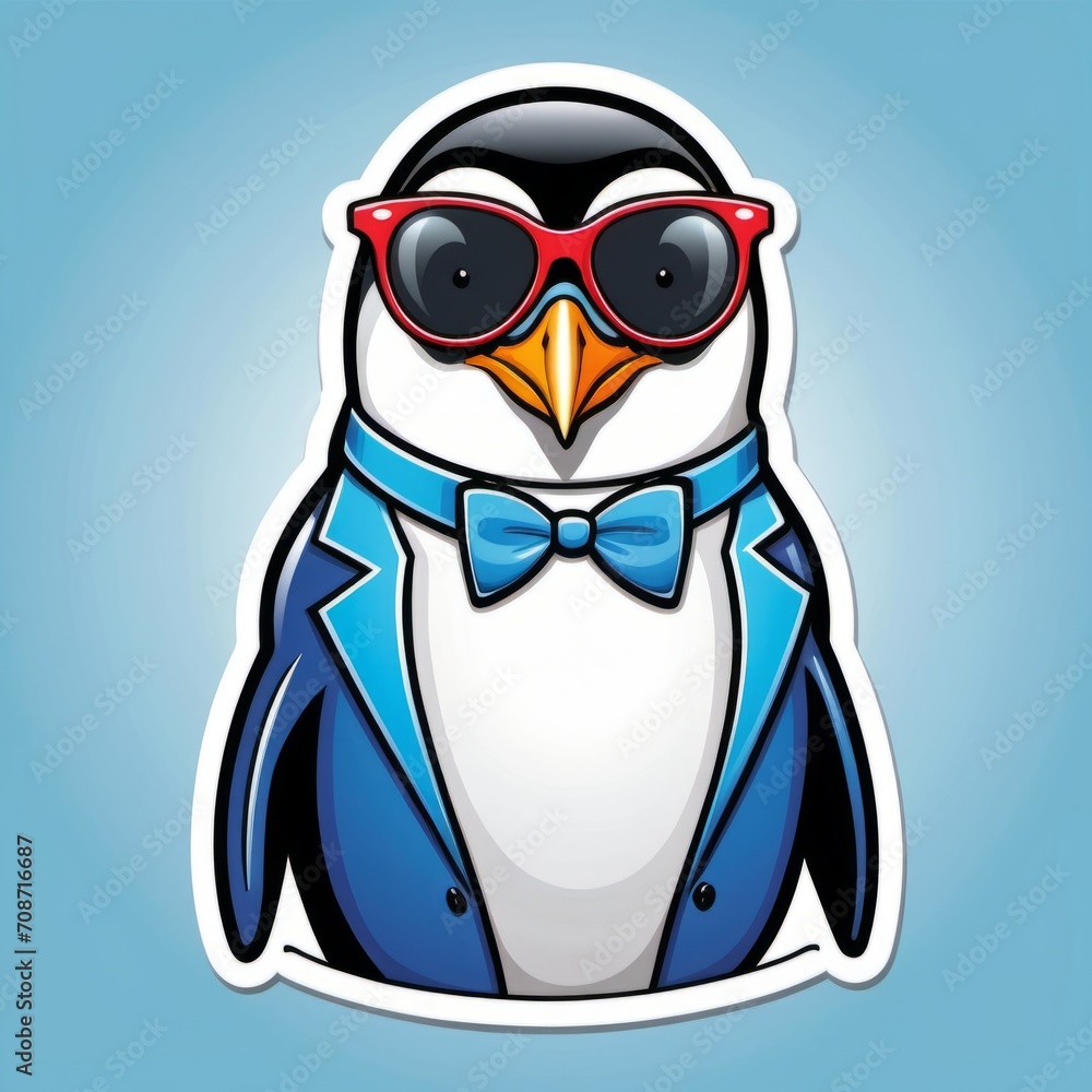 Naklejka premium penguin with sunglasses