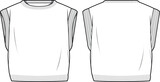Women's Crop Knit Vest- Vest technical fashion illustration. Flat apparel vest template front and back, white colour. Unisex CAD mock-up.