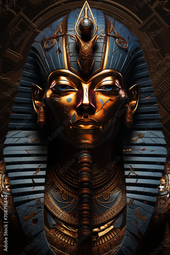 Obraz premium Gold Pharaoh Statue Conceptual Art