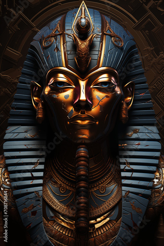 Gold Pharaoh Statue Conceptual Art