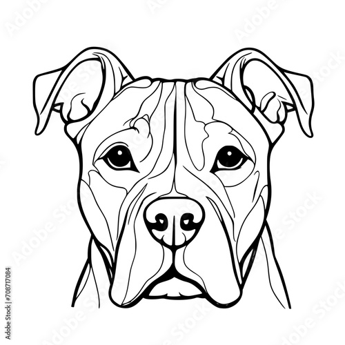 American Pit Bull Terrier Head SVG Black and White Illustration Art Generative AI.