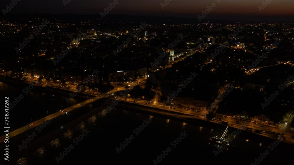 Hyperlapse time-lapse of the sunset over the Beautiful City Novi Sad. High quality 4k footage Hyperlapse time-lapse of the sunset over the Beautiful City Novi Sad. High quality 4k footage