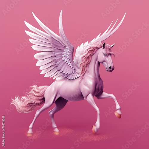 Beautiful horse unicorn mythology cute animal full of colors 