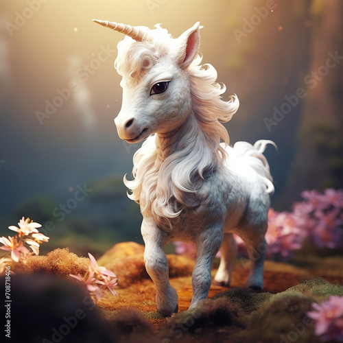 Beautiful horse unicorn mythology cute animal full of colors  © AD