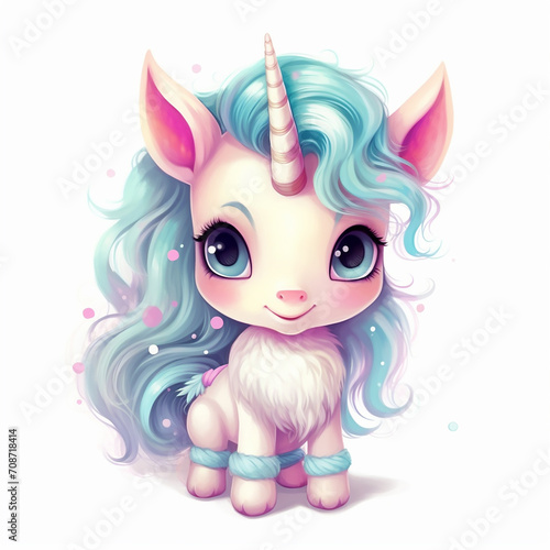 Beautiful horse unicorn mythology cute animal full of colors 