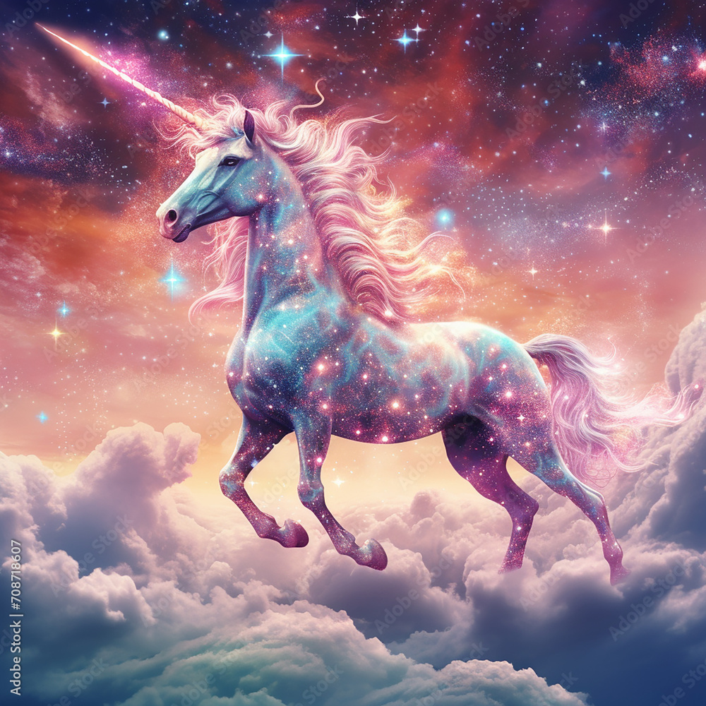 Beautiful horse unicorn mythology cute animal full of colors Beautiful horse unicorn mythology cute animal full of colors