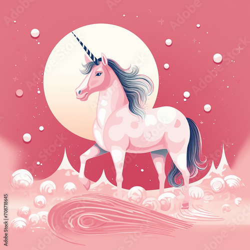 Beautiful horse unicorn mythology cute animal full of colors 