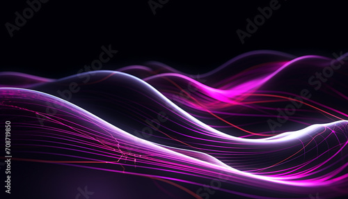 Abstract wave pattern in bright neon colors generated by AI photo