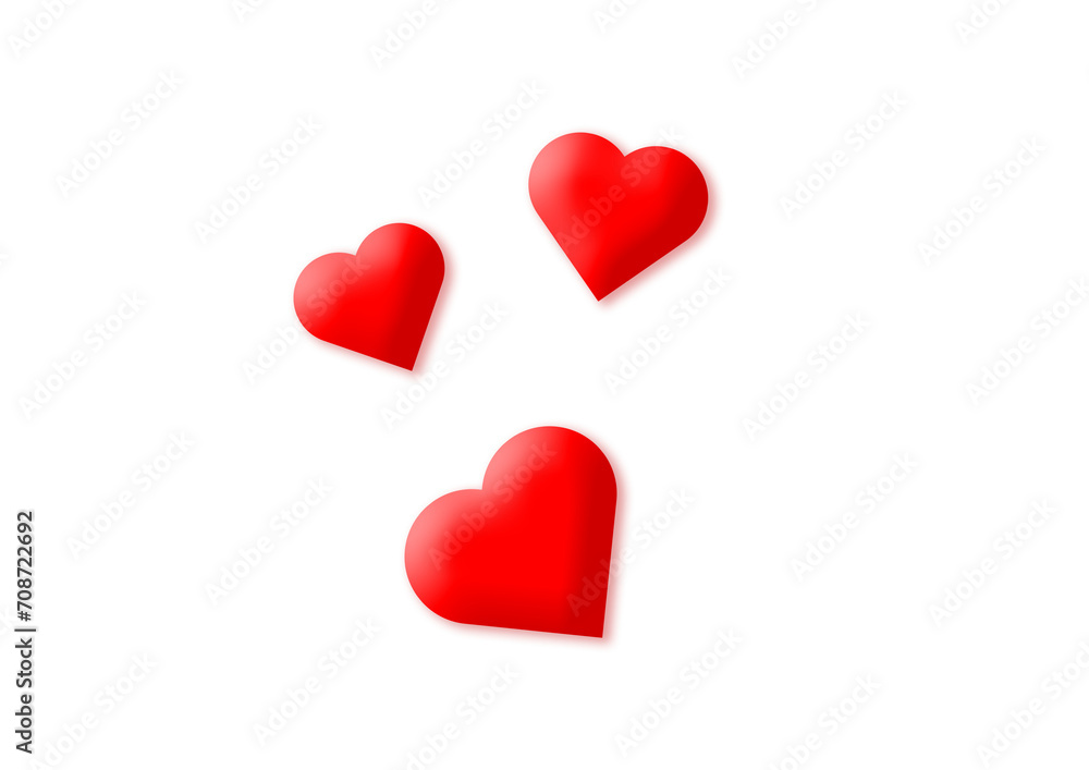 red hearts isolated on white