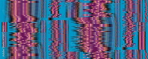 Contrast colored geometric abstract banner with glitch stripes and lines. Holographic background for wall art, wallpaper, textile, fabrics, wall panel, textile, cover, poster, interior decor. 