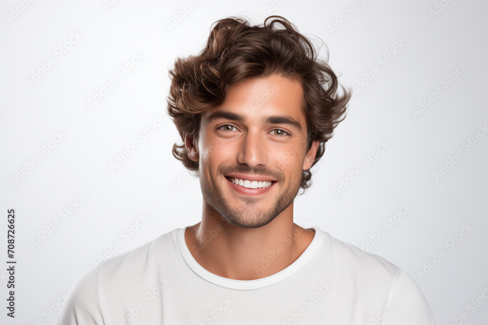 A photo portrait of a beautiful man over 20 years old in glasses, smiling with clean teeth, perfect teeth. To advertise dentistry. Highlighted on a white background A photo portrait of a beautiful man over 20 years old in glasses, smiling with clean teeth, perfect teeth. To advertise dentistry. Highlighted on a white background
