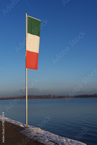 Italian flag at a lake photo