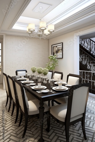 Black and White Modern Minimalist Dining Room