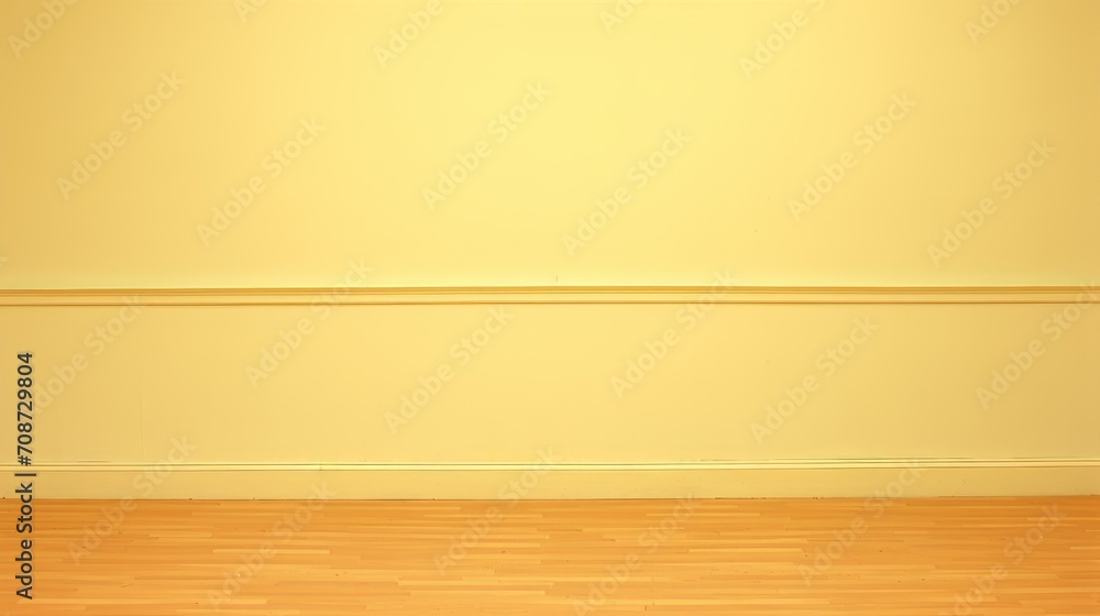 A simple, empty interior space with warm yellow walls and wooden floors, ideal for real estate listings or renovation project before-and-after photos A simple, empty interior space with warm yellow walls and wooden floors, ideal for real estate listings or renovation project before-and-after photos