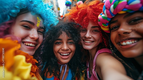 selfie of young people dressed in costumes at carnival
