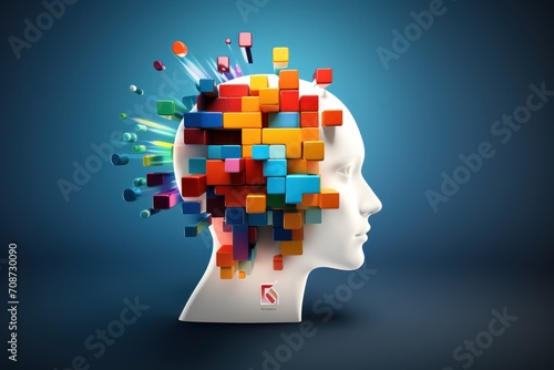 Wallpaper Mural A puzzle head symbolizing Neurodiversity. 3d rendering Torontodigital.ca