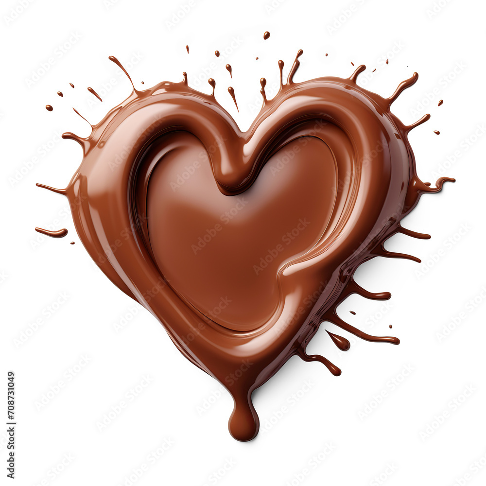 Heart shape chocolate splash. Cut out on transparent Heart shape chocolate splash. Cut out on transparent