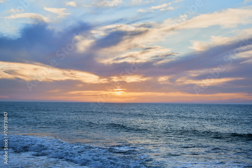 sunset over the ocean in dakhla city 