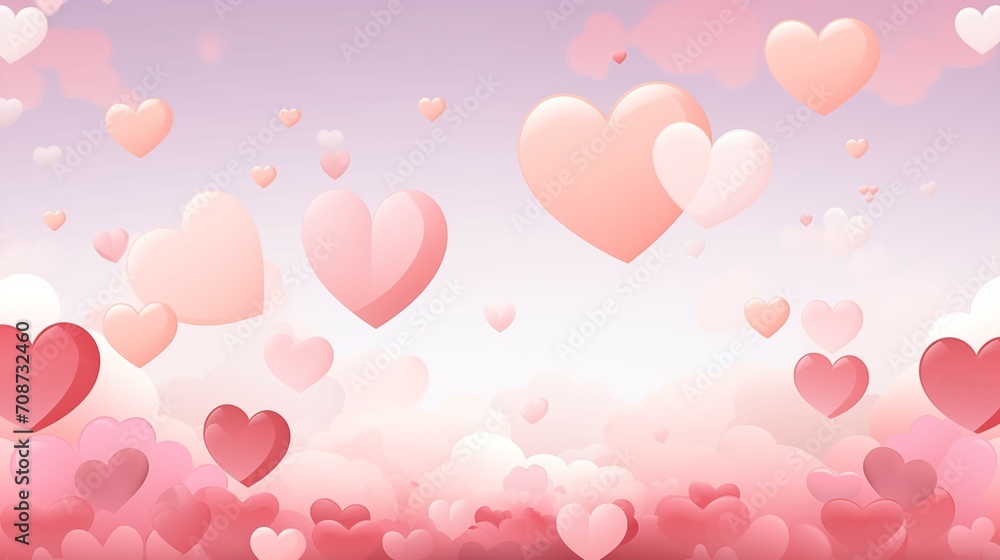 Valentines Love and Hearts in Pink Abstract Background, Copy Space