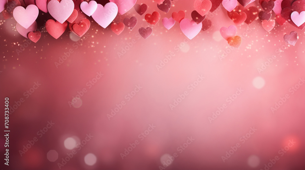 Whispers of Romance: Floating Hearts in a Pink Glowwhispers,  - Valentine and Love Background