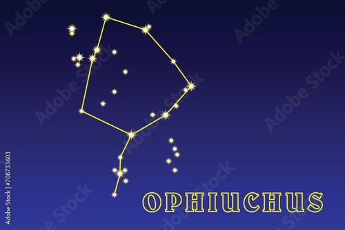 Constellation Ophiuchus. Illustration of the constellation Ophiuchus. Very large and dim equatorial constellation