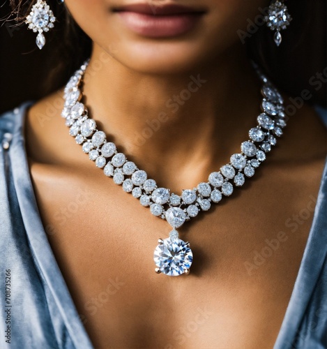 Girl wearing Diamond necklace