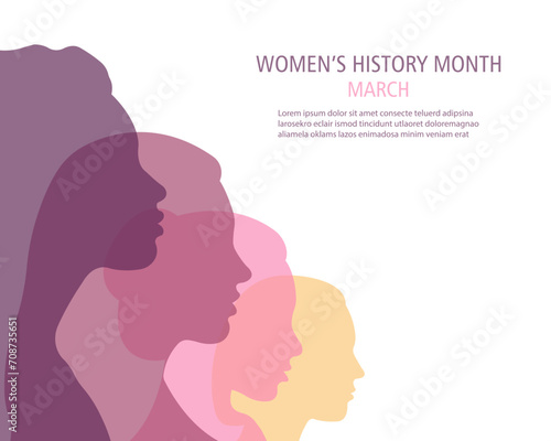 Women's History Month banner.Vector illustration.