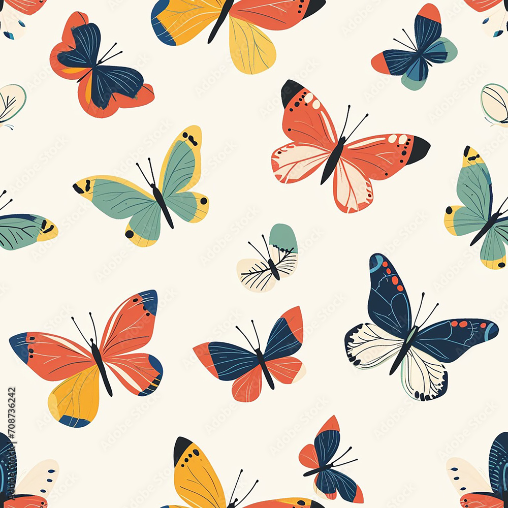 Obraz premium Delightful Butterflies Seamless Pattern: Kid-Friendly Design