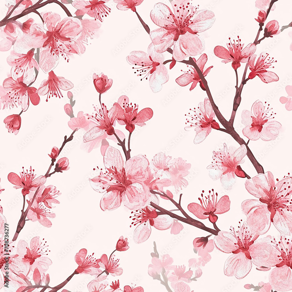 Playful Cherry Blossoms Pattern: Kid-Friendly and Seamless