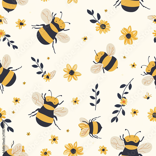 Charming Bees Seamless Pattern  Perfect for Kids  Decor