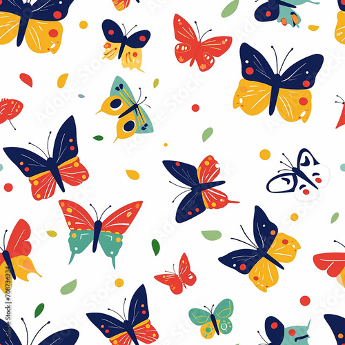 Delightful Butterflies Seamless Pattern  Kid-Friendly Design