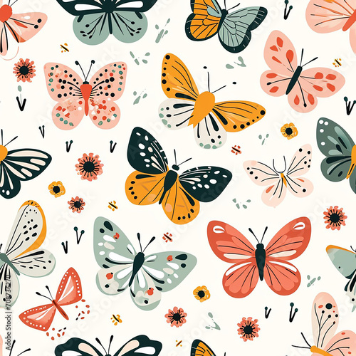 Delightful Butterflies Seamless Pattern: Kid-Friendly Design