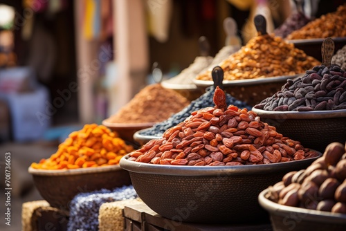 dried fruits and nuts in market photo