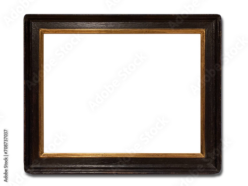 Black Wooden Frame with a Subtle Golden Stroke – a sleek and sophisticated choice for showcasing your memories or artwork. (ID: 708737037)