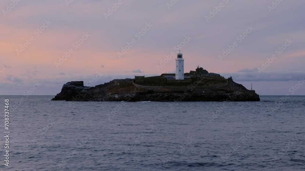 Godrevy lighthouse Cornwall England Britain UK Aerial view Godrevy lighthouse Cornwall England Britain UK Aerial view