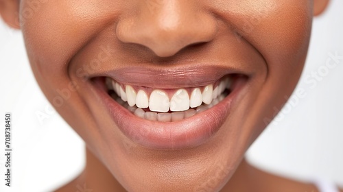This is an image showcasing a close-up view of a person's mouth, specifically capturing their smile.