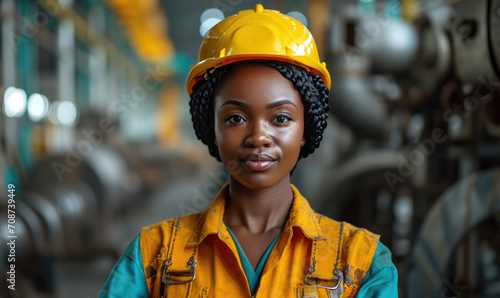 Portrait Black smart African women worker in factory industry workplace as engineer © STORYTELLER