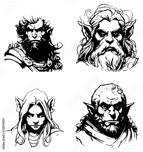 Verschiedene Vektorgrafiken aus dem Bereich Fantasy,  Drachen, dragons, reg, Charakter, sci fi, science, fiction, fantasy, Skizze, sketch, silhouette, vektor, mittelalter, fan, fiktiv,