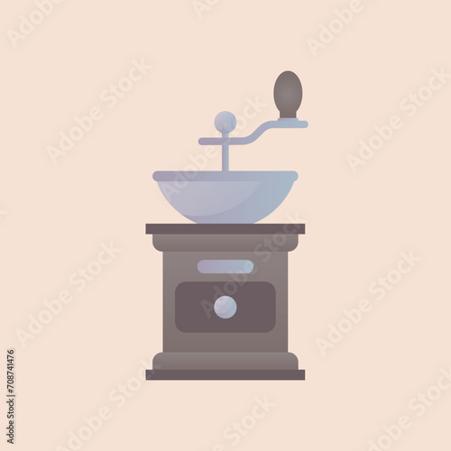 Coffee grinder vector illustration, coffee lovers, wooden coffee utensil, retro coffee grinder, kitchen utensils for coffee.