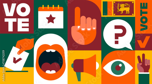 Sri Lanka Vote, election concept design. Modern geometric style. Poster, banner and background. Bold colorful modular illustration