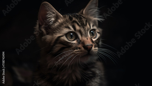 Cute kitten with fluffy fur, staring at camera, playful and curious generated by AI © Jeronimo Ramos