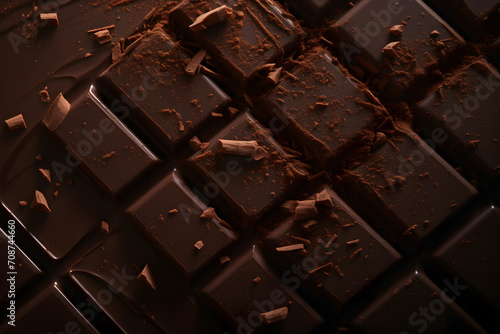 Close-Up of a Stack of Dark Chocolate Bars photo